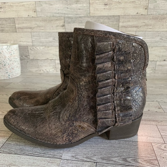 Betsey Johnson Distressed Leather Ankle Boot - Picture 5 of 9